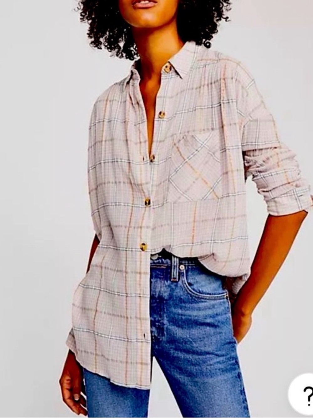Free People Break My Stride Pink Gauzy Oversized Flowy Button Down Boho Shirt XS
